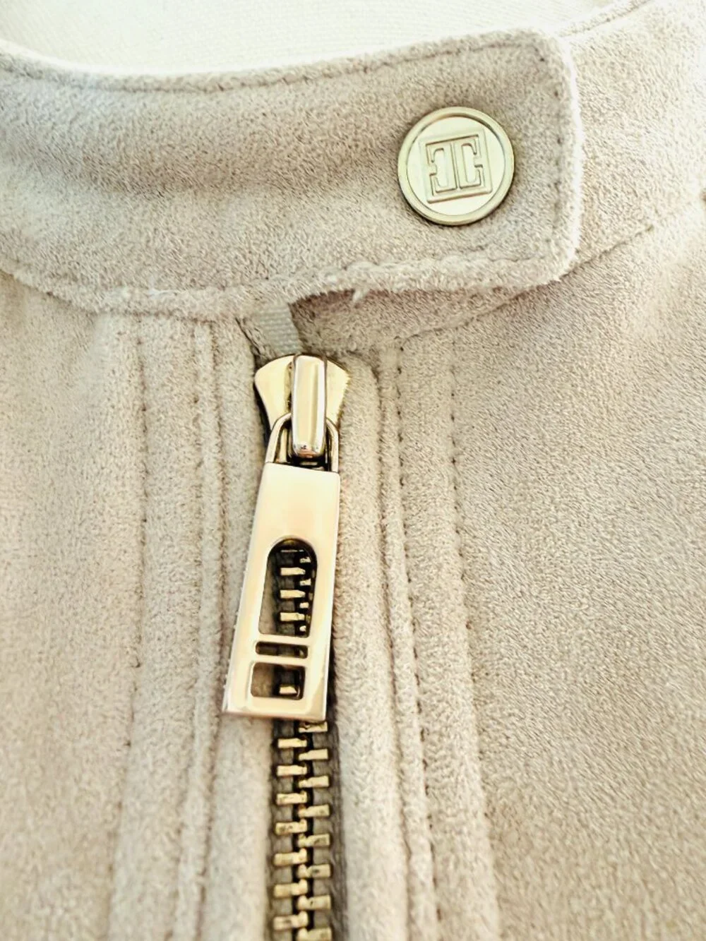 Sophisticated Ivanka Trump jacket- crafted from a soft, tan faux-suede fabric <3 - Picture 3 of 6